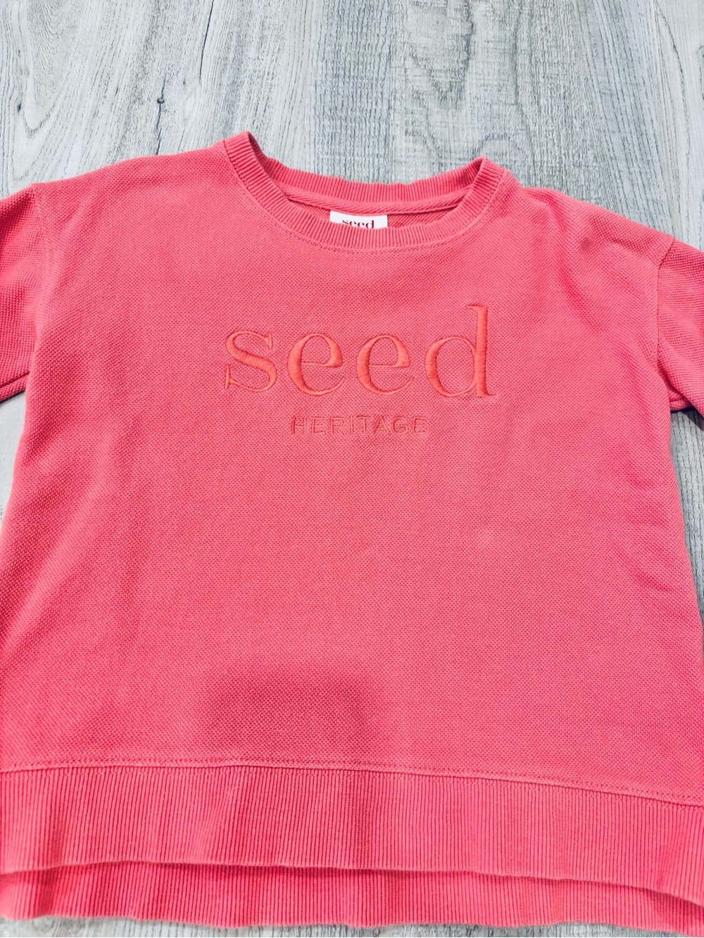 Seed Heritage Coral Pink lightweight Crewneck Sweatshirt Size 5 - Picture 3 of 7